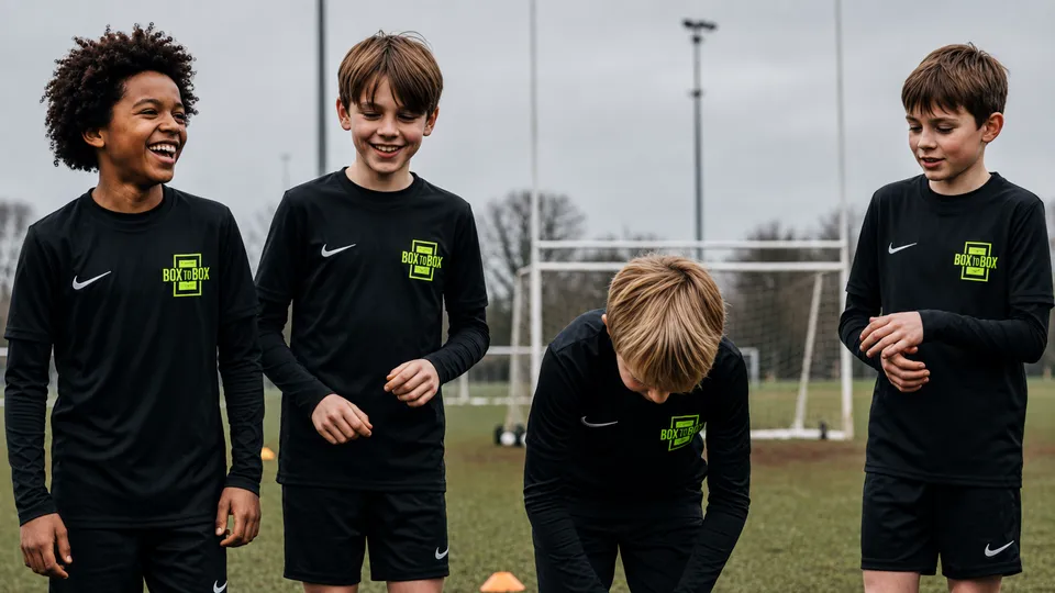 Box to Box Academy players during football coaching